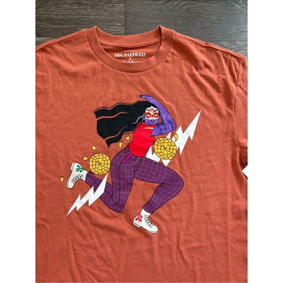 🐿️ NWT Urban Outfitters Dia Pacheco x Golden Hour Burnt Orange Graphic Tee Med - Picture 3 of 5